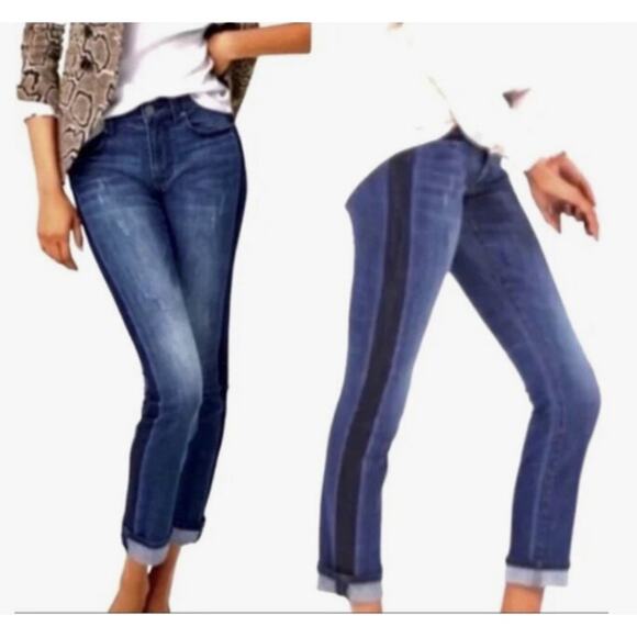 Cabi 3750 Tuxedo High Rise Straight Leg Blue Jeans Size 12 - Picture 10 of 10